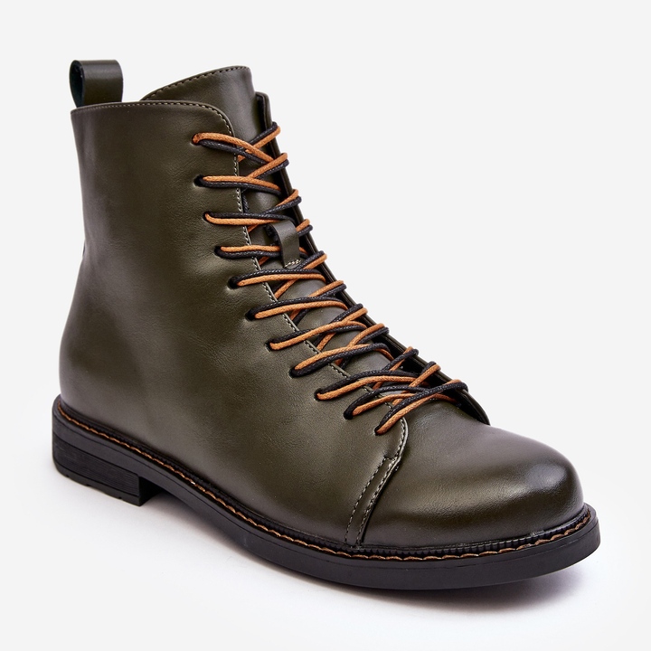 Vinceza Botins femininos de couro verde Ethel 1