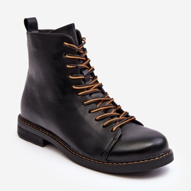 Vinceza Botins femininos de couro preto Ethel preto 1