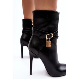 Botas femininas de salto alto com alças pretas Casulle preto 2