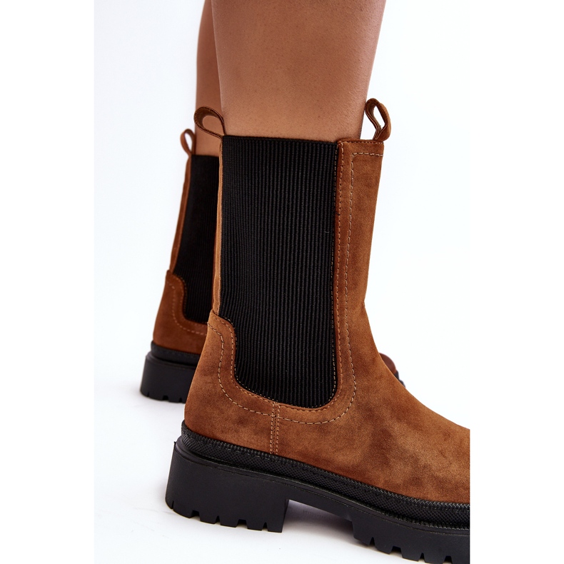 Botas femininas Camel Samil Chelsea com zíper marrom 2