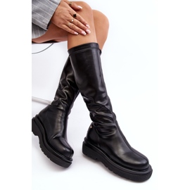 Botas femininas com plataforma com zíper GOE MM2N4068 pretas preto 1