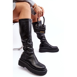 Botas femininas com plataforma com zíper GOE MM2N4068 pretas preto 2