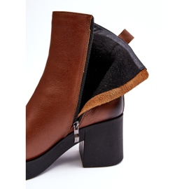 Lemar Littosa Botins de couro Lemar Littosa com salto enorme e zíper marrom 2