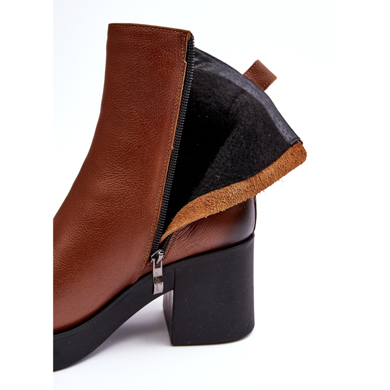 Lemar Littosa Botins de couro Lemar Littosa com salto enorme e zíper marrom 2