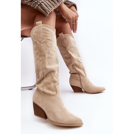 Botas de cowboy femininas bege claro da Sloana 2