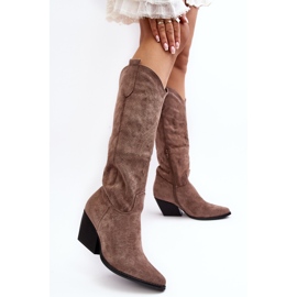 Botas de cowboy femininas bege escuro da Sloana 2