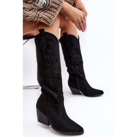 Botas de cowboy femininas com salto alto preto Sloana preto 2
