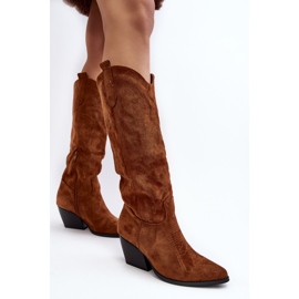 Botas de cowboy femininas Camel Sloana com salto alto castanho 2