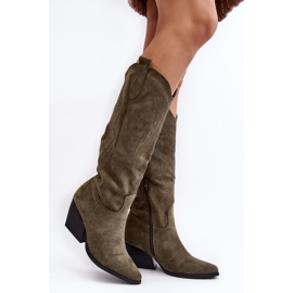 Botas de cowboy femininas com salto alto Sloana verde 2 Botas de cowboy femininas com salto alto Sloana verde 2
