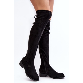 Botas femininas acima do joelho em camurça pretas Enelyn preto 1