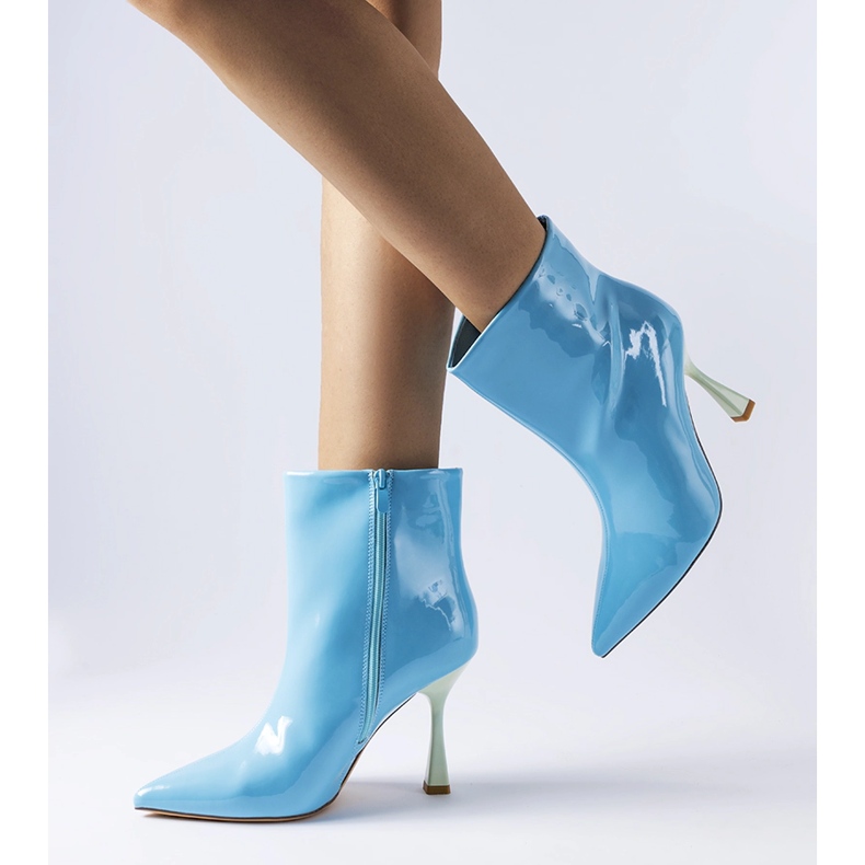 Botins azuis envernizados da Dionisi azul 1