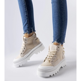 Inna Tênis bege com plataforma alta Grotta 1 Inna Tênis bege com plataforma alta Grotta 1