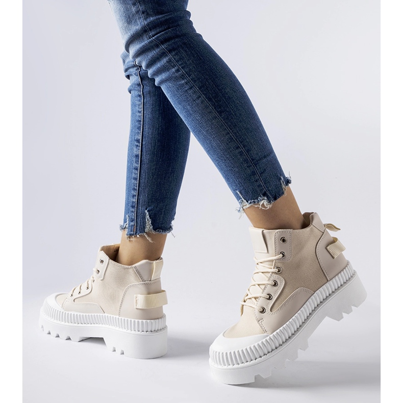 Inna Tênis bege com plataforma alta Grotta 2 Inna Tênis bege com plataforma alta Grotta 2