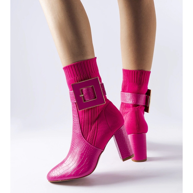 Enrice Bota meia rosa com estampa animal 1