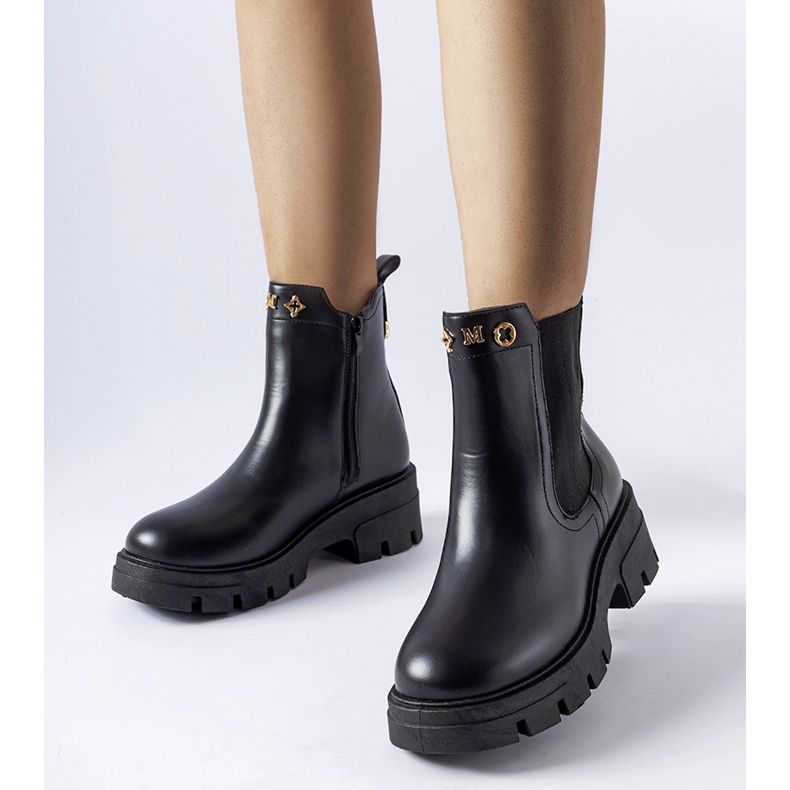 Botins decorativos pretos Federica com isolamento preto 1