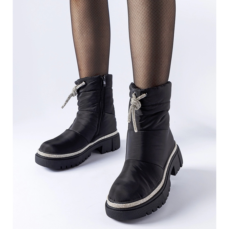 Botas de neve pretas decoradas com zircões Giusti preto 1 Botas de neve pretas decoradas com zircões Giusti preto 1