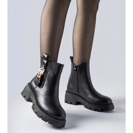 Botins maciços pretos com fivela Nuovo decorativa 1