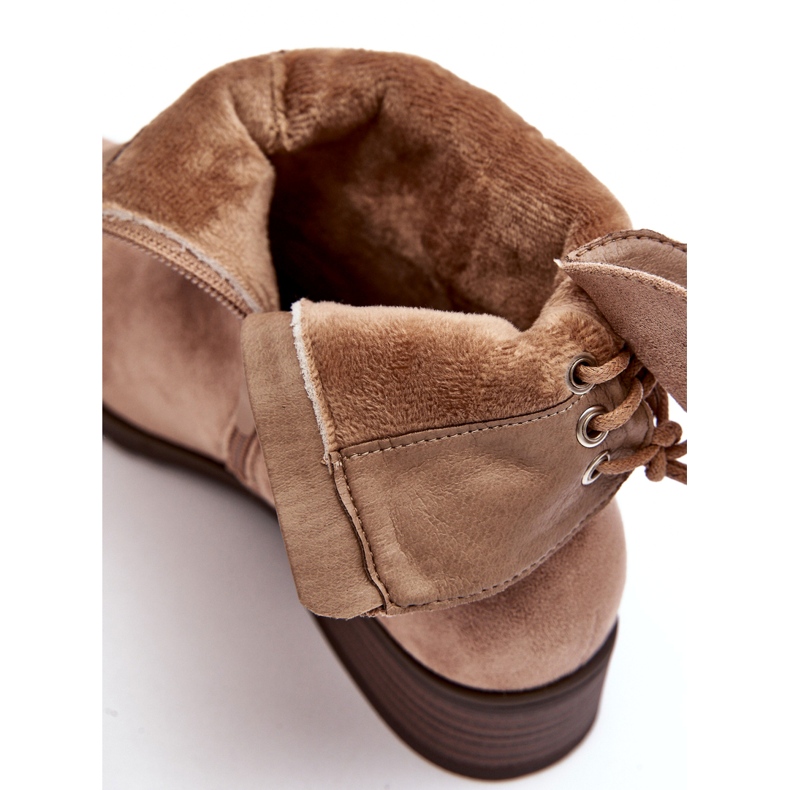 Evento Botas baixas femininas de camurça quente, bege 2