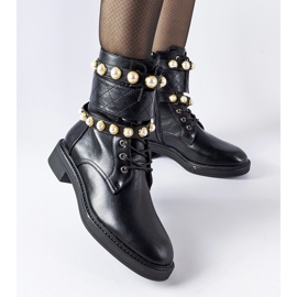 Botins pretos com isolamento e pérolas Normand 2 Botins pretos com isolamento e pérolas Normand 2