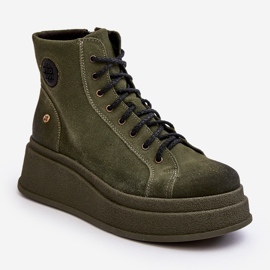 Botins de camurça em plataforma maciça Maciejka 06309-24 Olive verde 2