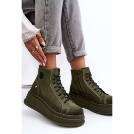 Botins de camurça em plataforma maciça Maciejka 06309-24 Olive verde 1