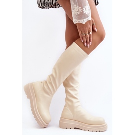Botas femininas com plataforma com zíper GOE MM2N4067 bege claro 2