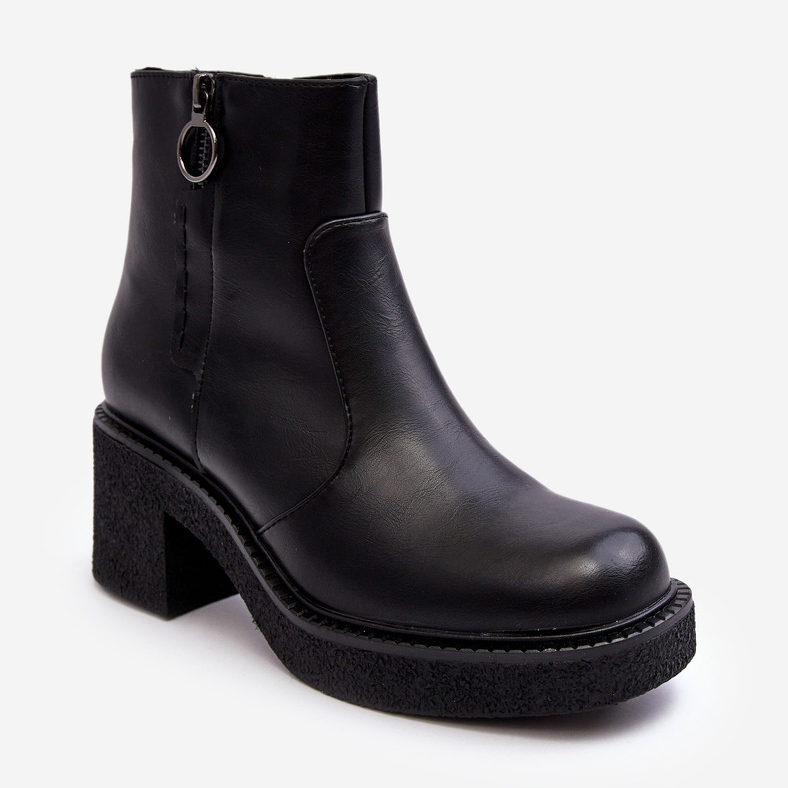 Sergio Leone Botas femininas pretas Romella com zíper preto 1