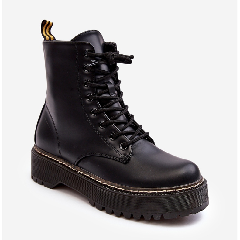 Botins femininos com atacadores pretos Maddis preto 2