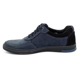 KOMODO Calçado desportivo casual masculino de couro 918K, azul marinho 1