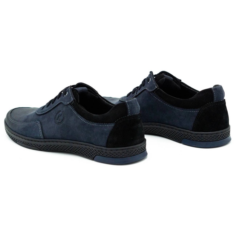 KOMODO Calçado desportivo casual masculino de couro 918K, azul marinho 4