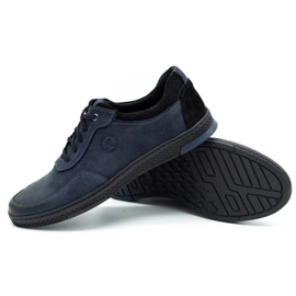KOMODO Calçado desportivo casual masculino de couro 918K, azul marinho 2