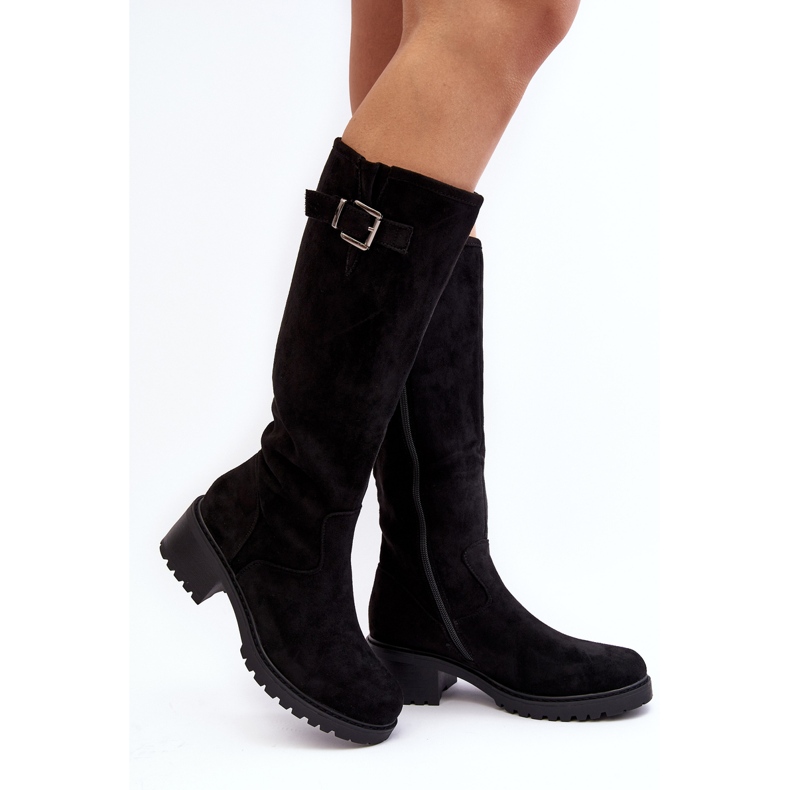 Botas rasas femininas de camurça pretas Saranai preto 1