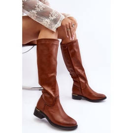 Botas rasas acima do joelho femininas marrom Aviare marrom 2