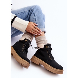 Botas femininas de couro com pele de carneiro, pretas Lynnvia preto 1