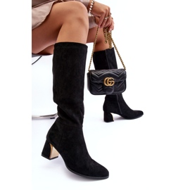 Seastar Botas de camurça acima do joelho com salto alto preto 6 Seastar Botas de camurça acima do joelho com salto alto preto 6