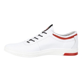 Polbut Calçado esportivo casual masculino de couro K23, branco com vermelho 1
