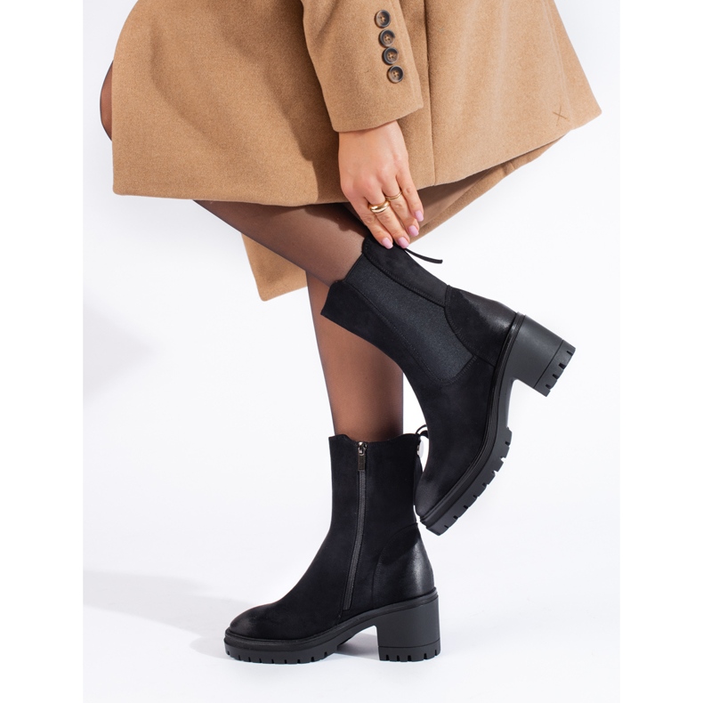 Botins de senhora pretos com cano alto Vinceza 1