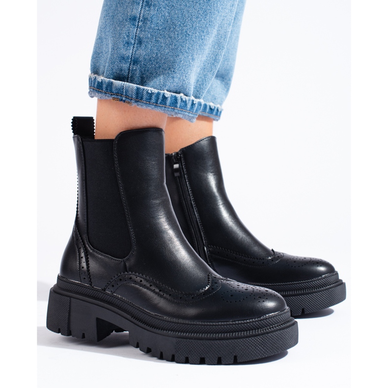 Botas Chelsea pretas com aberturas Shelovet preto 1