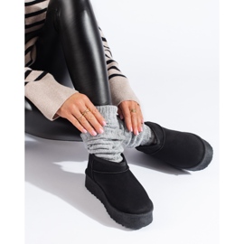 Botas de neve com plataforma curta Shelovet pretas preto 1