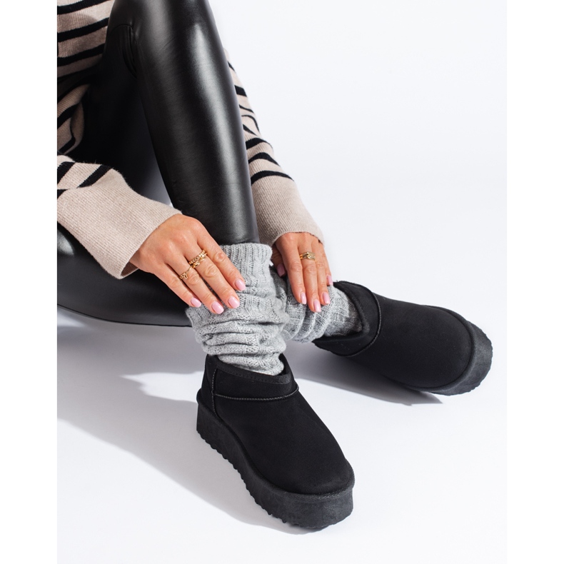 Botas de neve com plataforma curta Shelovet pretas preto 1