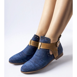 Botins jeans com aberturas de alto corte da Lungodora azul 1