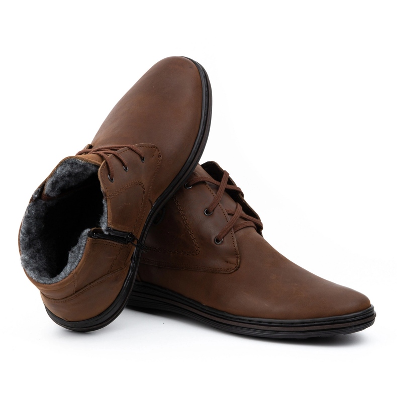 Polbut Sapatos de couro masculinos de inverno 339 marrom castanho 4
