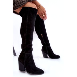 Lewski Shoes Botas de cano alto de camurça feminina Lewski 2833 pretas preto 4