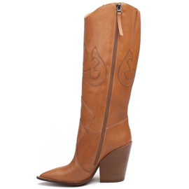Marco Shoes Botas de cowboy femininas marrons Marco 1399K com laser castanho 1