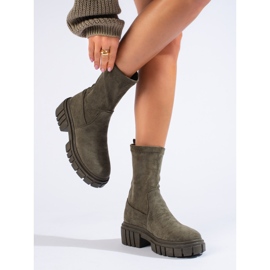 Botins de mulher Shelovet em camurça verde escuro 1