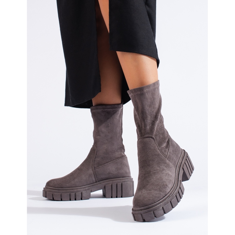 Botins femininos de camurça cinza Shelovet 1