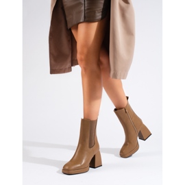Botas Chelsea femininas Shelovet marrons com salto largo marrom 1