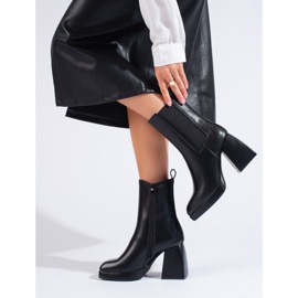 Botins femininos com salto largo, Shelovet preto 1