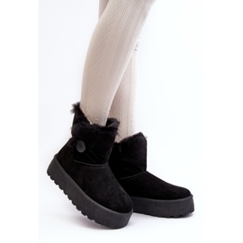 Botas femininas de neve com plataforma e pele, Vikas pretas preto 2