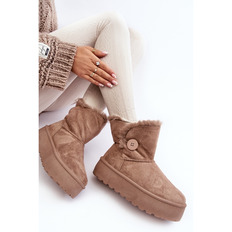Botas femininas de neve com plataforma e pele, Bege Vikas 1